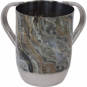 Wash Cup Silver-Black Abstract