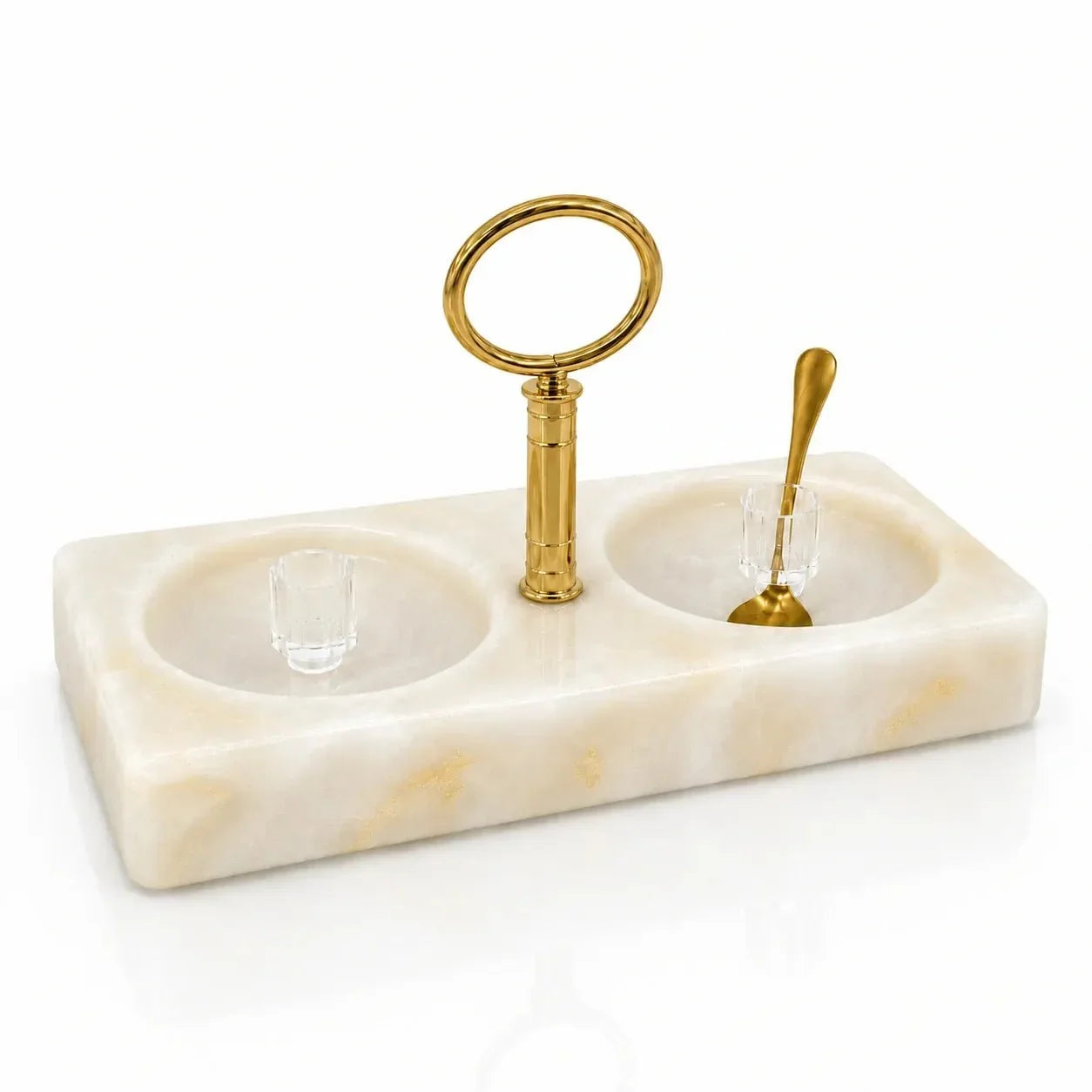 Gold resin honey and salt dish for the Jewish New Year table