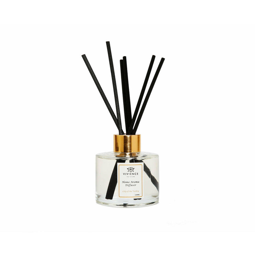 Clear Bottle Diffuser with White and Pink Flowers, "Lily of the Valley"
