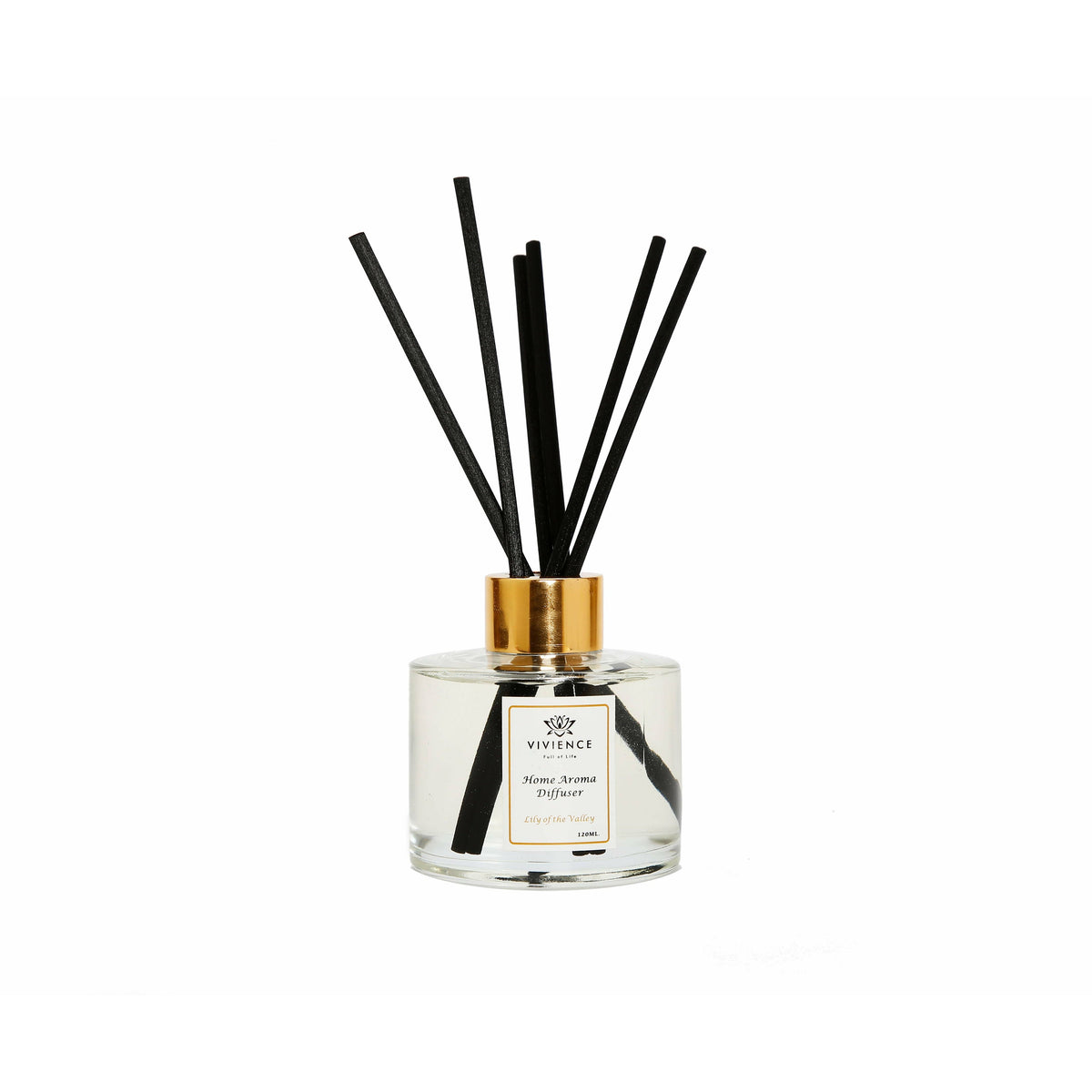 Clear Bottle Diffuser with White and Pink Flowers, "Lily of the Valley"