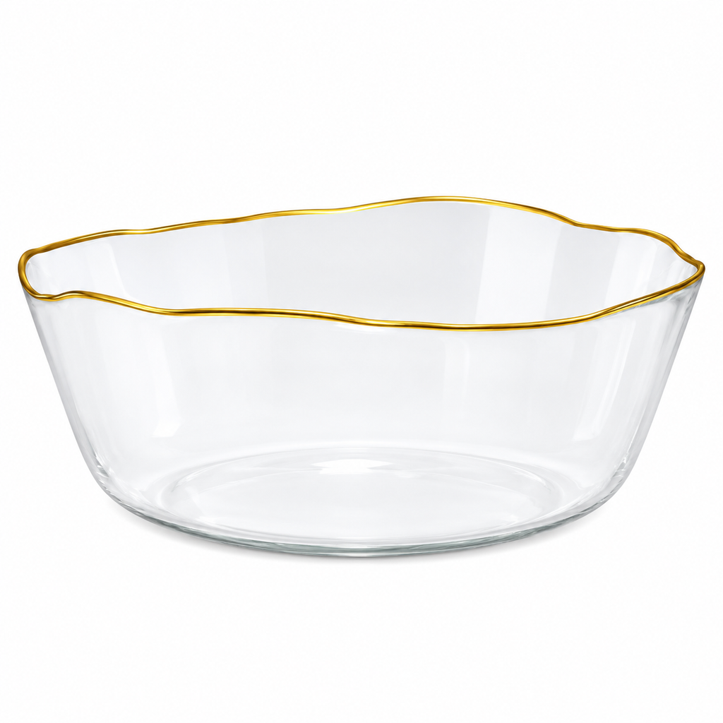 Organic Shaped Salad Bowl with Gold Trim
