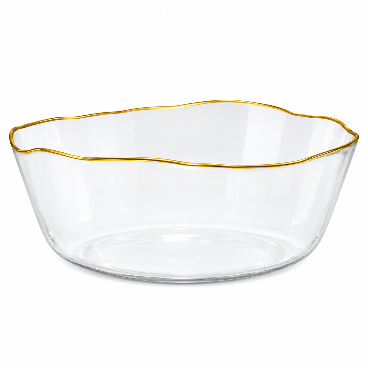 Organic Shaped Salad Bowl with Gold Trim