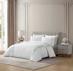 Vine Hotel Style Taupe Duvet Cover Bedding Set