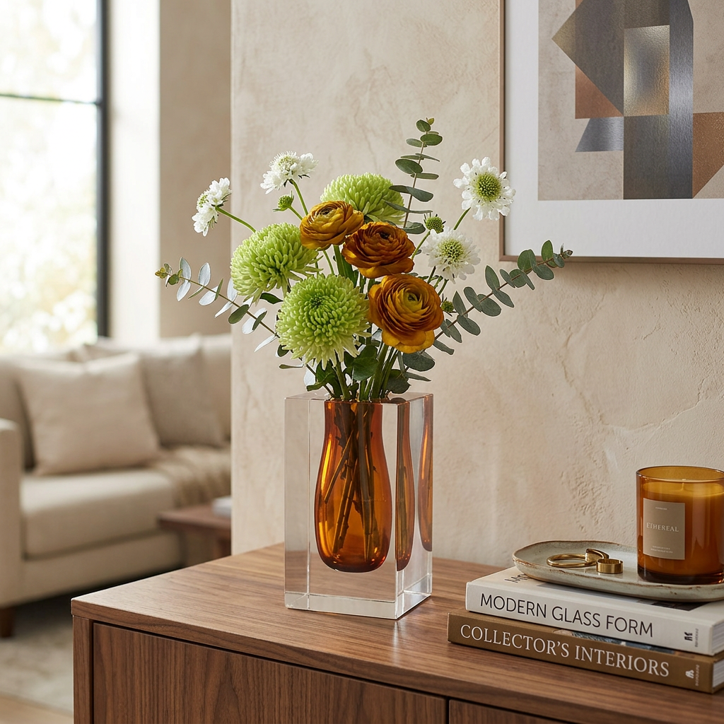 Double Wall Crystal Bud Vase Colored Inner