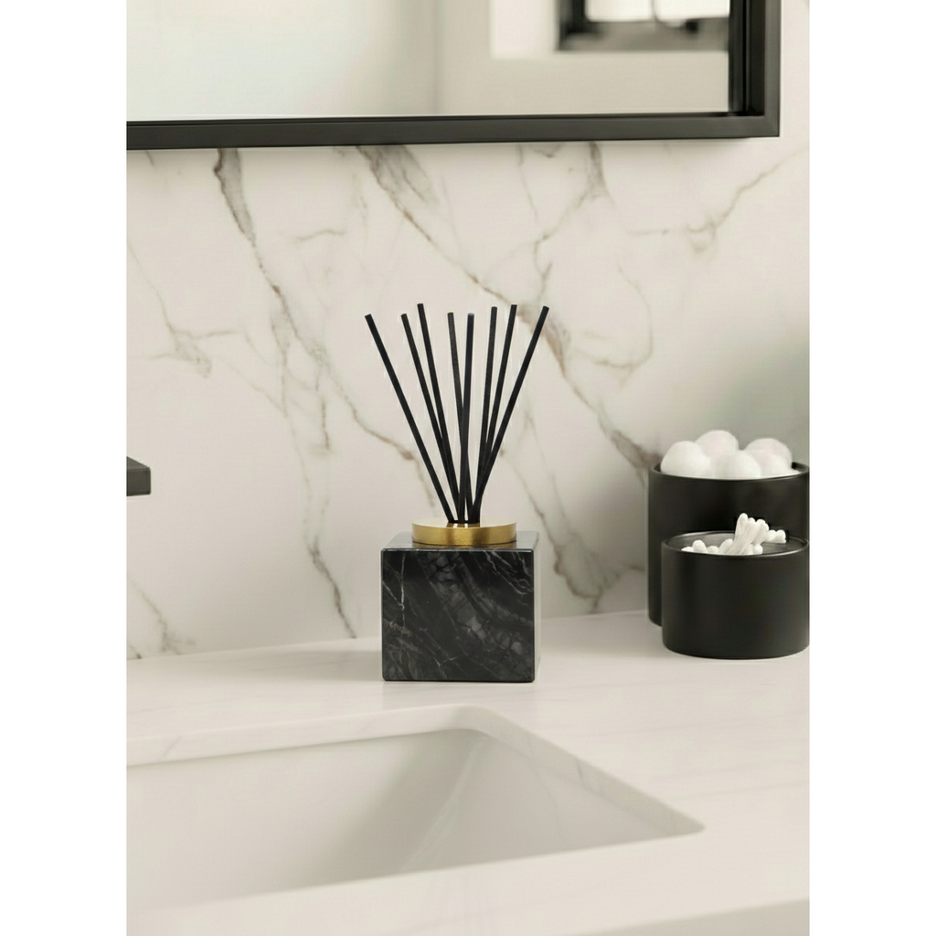 Black Marble Reed Diffuser, "Lily of the Valley" Scent
