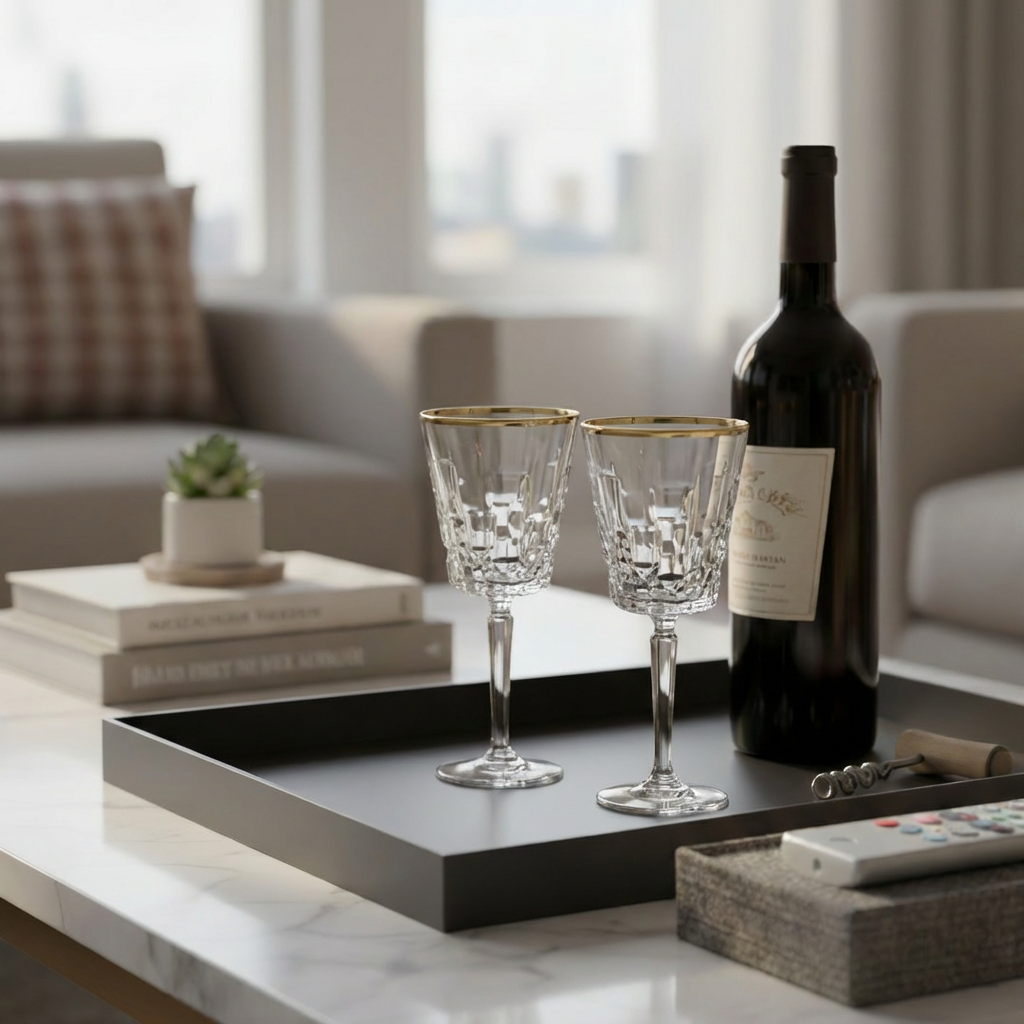 Liscio Ottico - Set of 6 Water Glasses with Block Design