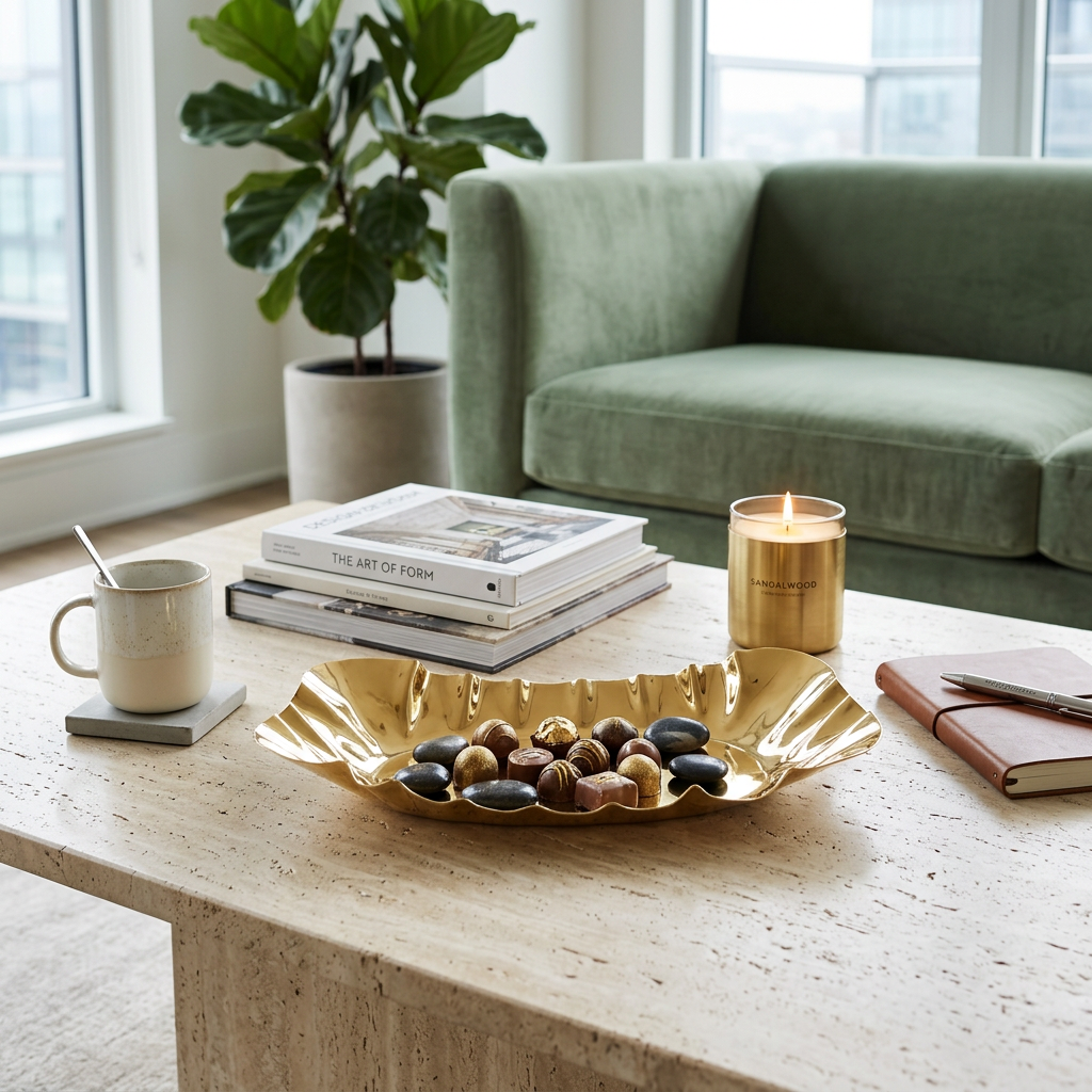 Stainless Steel Hammered Serving Tray, 17.25"L