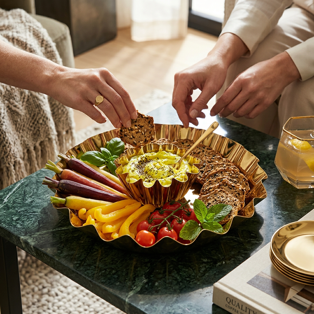 Stainless Steel Chip and Dip Bowl, 14.25"D