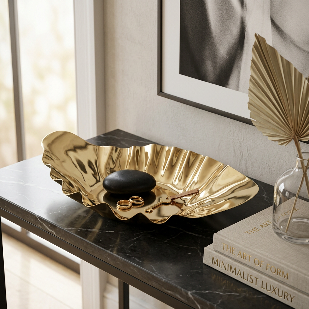 Stainless Steel Hammered Serving Tray, 17.25"L