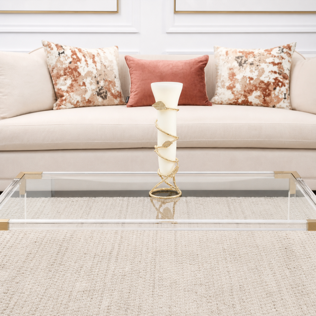 Gold Leaf Vase with White Insert