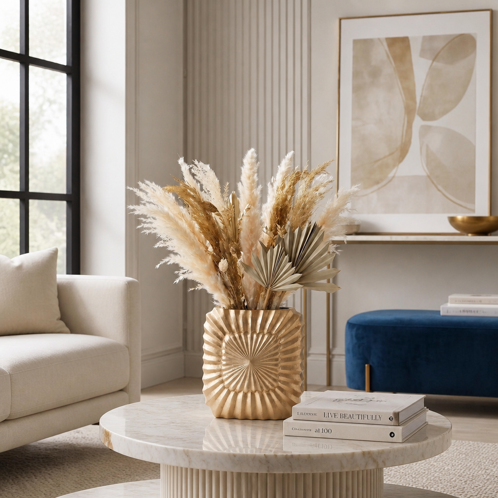 Elegant Gold Vase with Embossed Design