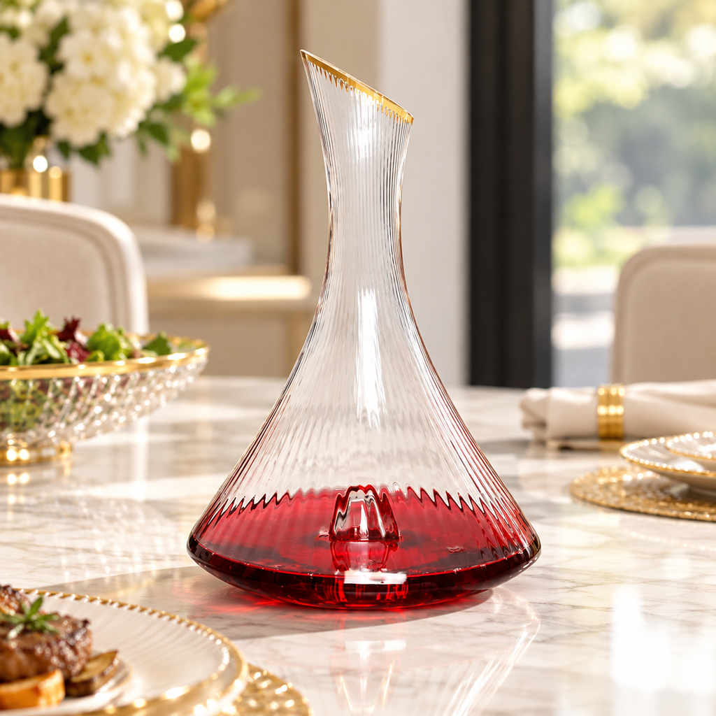 Unique Shaped Decanter with Gold Bottom
