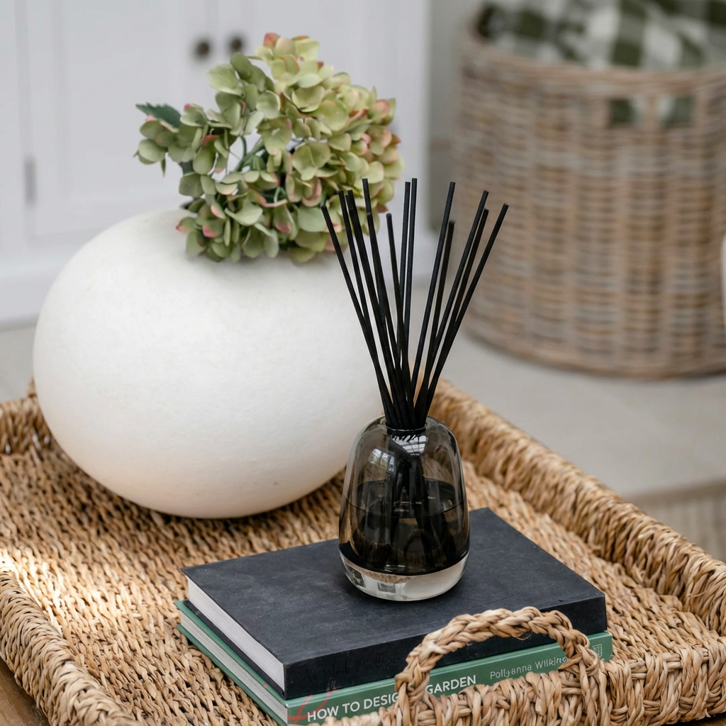 Smoked Glass Reed Diffuser, "Zen Tea" Scent