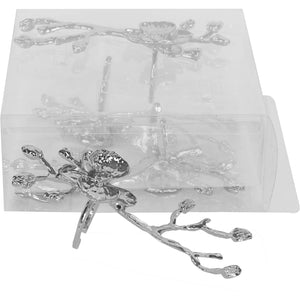 Silver Branch 'n' Flower Napkin Ring Set