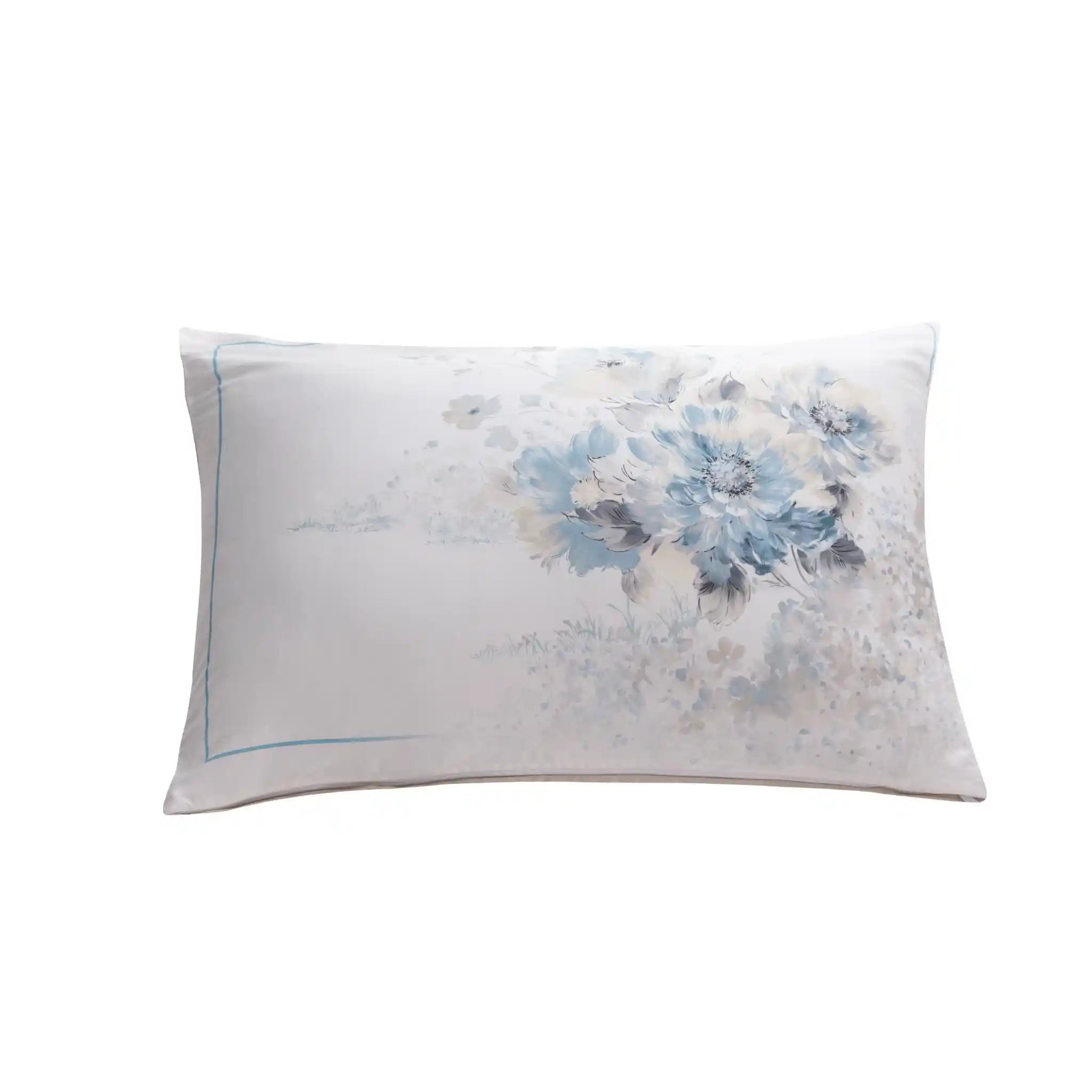 Floral Canvas Blue Duvet Cover Bedding Set
