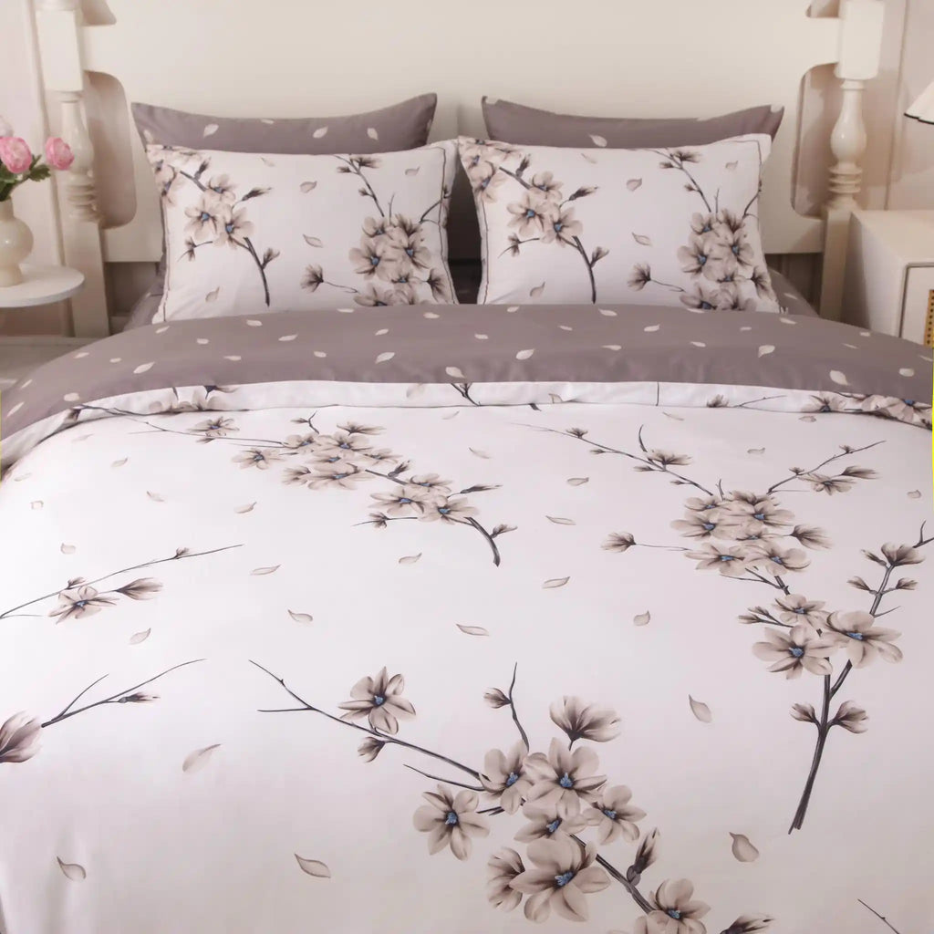 Blanc Blossom Taupe Duvet Cover Bedding Set