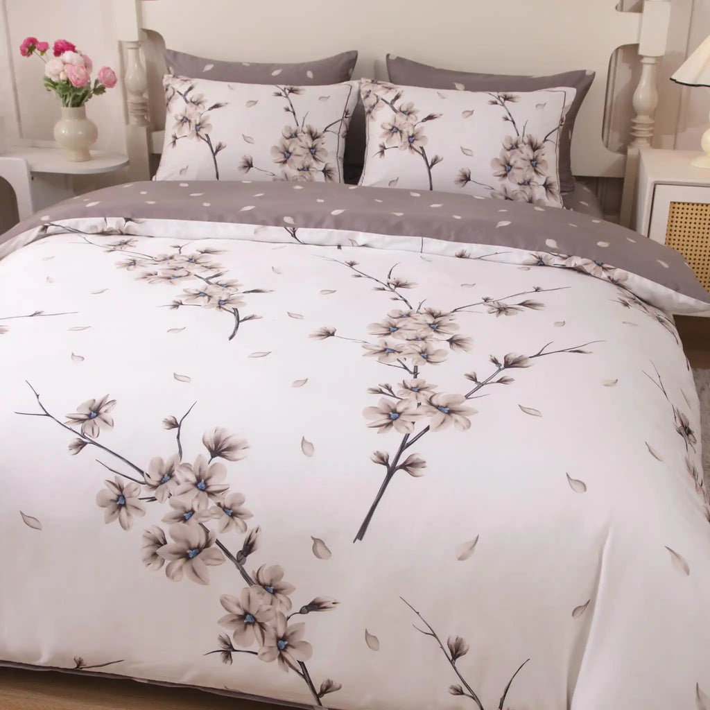 Blanc Blossom Taupe Duvet Cover Bedding Set