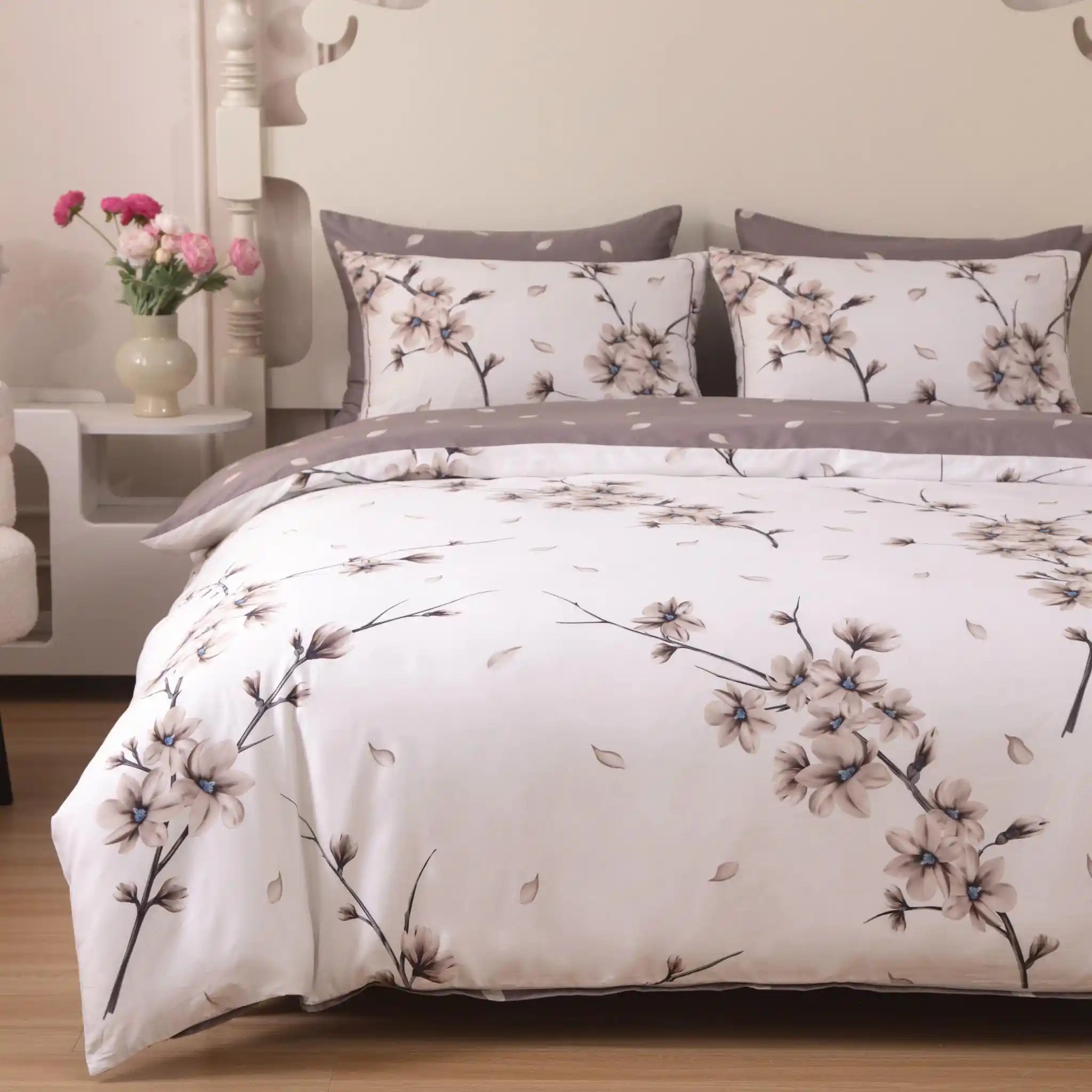 Blanc Blossom Taupe Duvet Cover Bedding Set