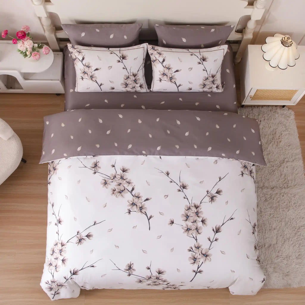 Blanc Blossom Taupe Duvet Cover Bedding Set