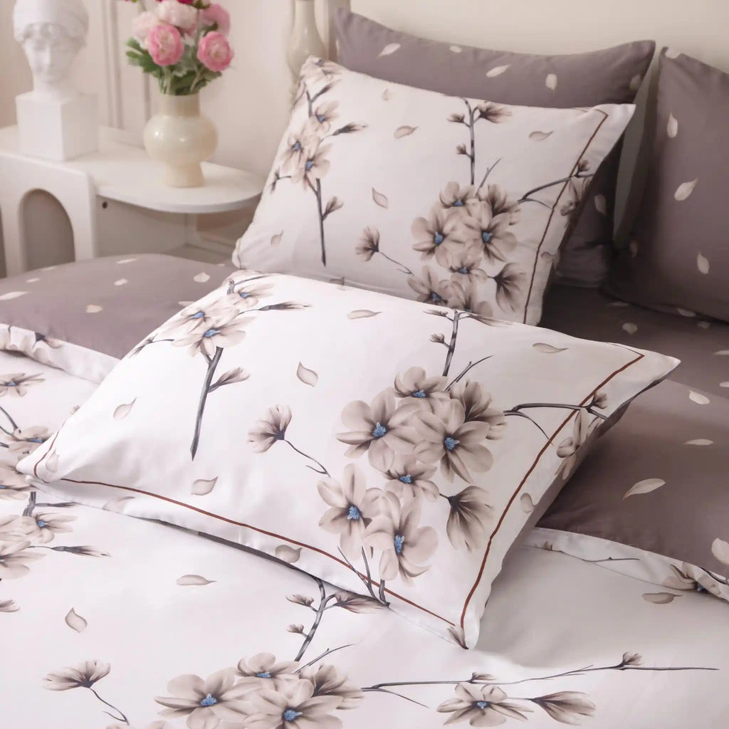 Blanc Blossom Taupe Duvet Cover Bedding Set