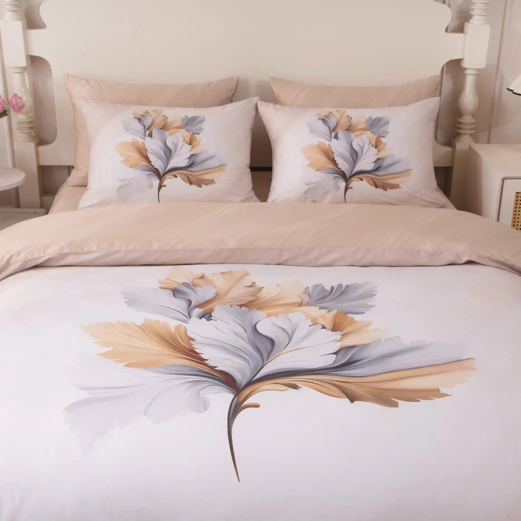 Gold Gardenia Duvet Cover Bedding Set