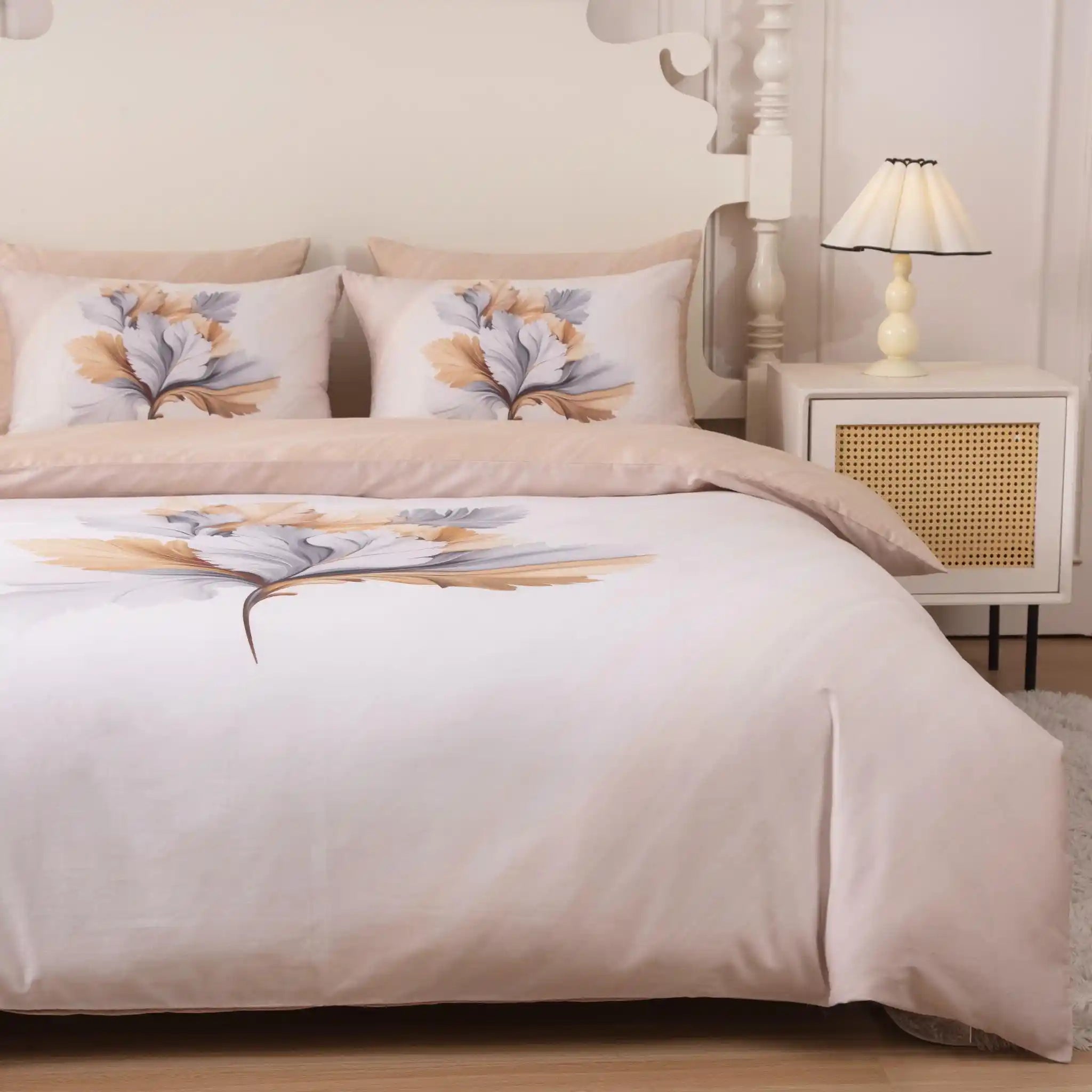 Gold Gardenia Duvet Cover Bedding Set
