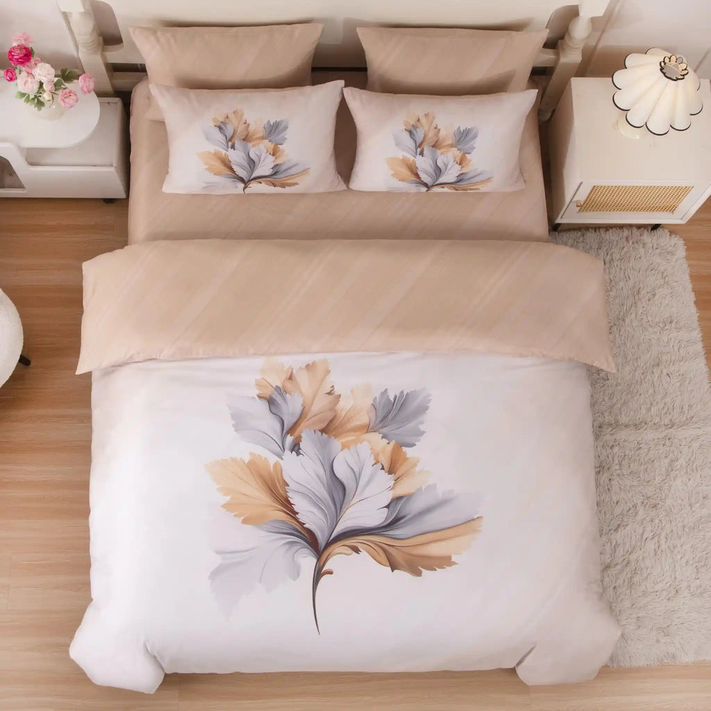 Gold Gardenia Duvet Cover Bedding Set