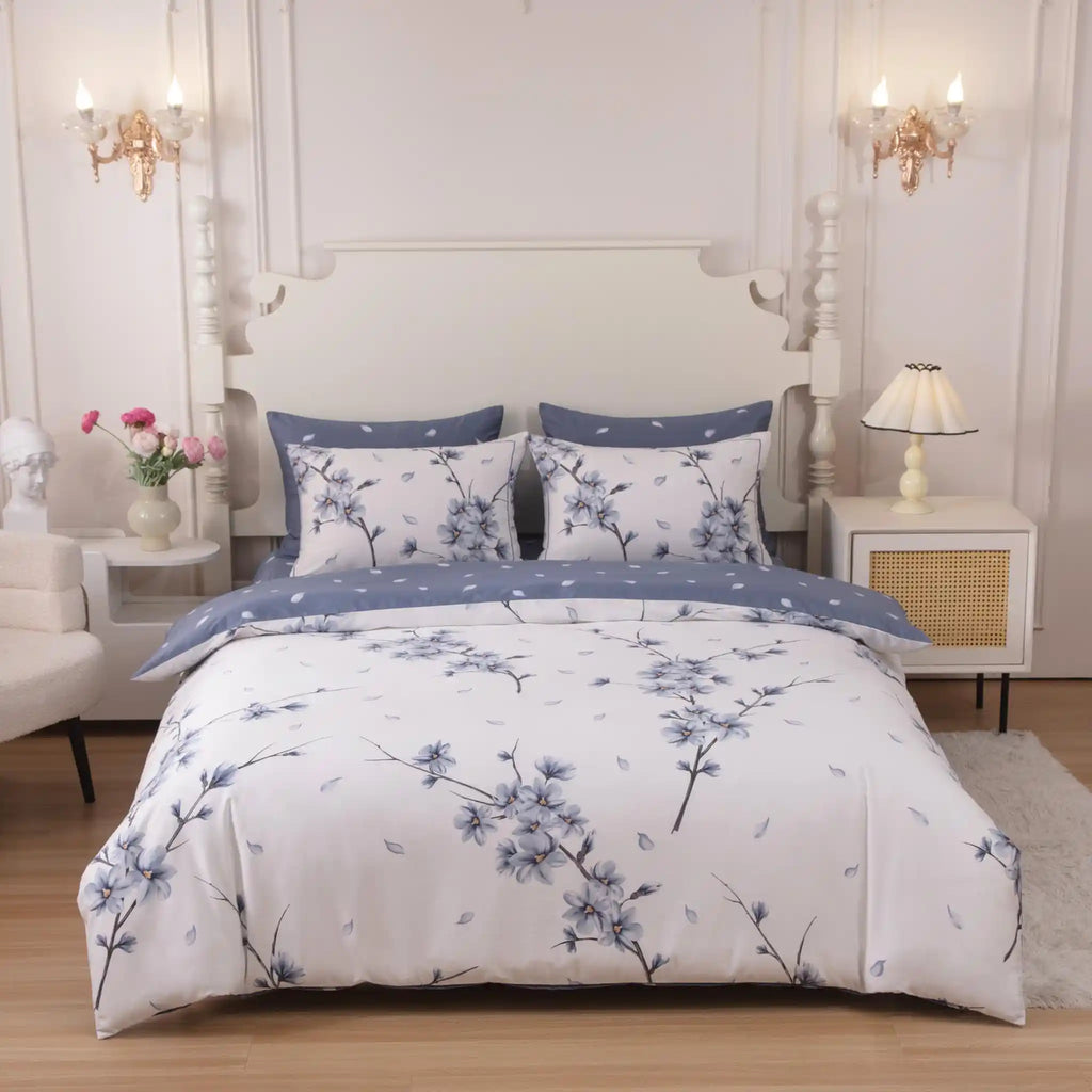 Blanc Blossom Blue Duvet Cover Bedding Set
