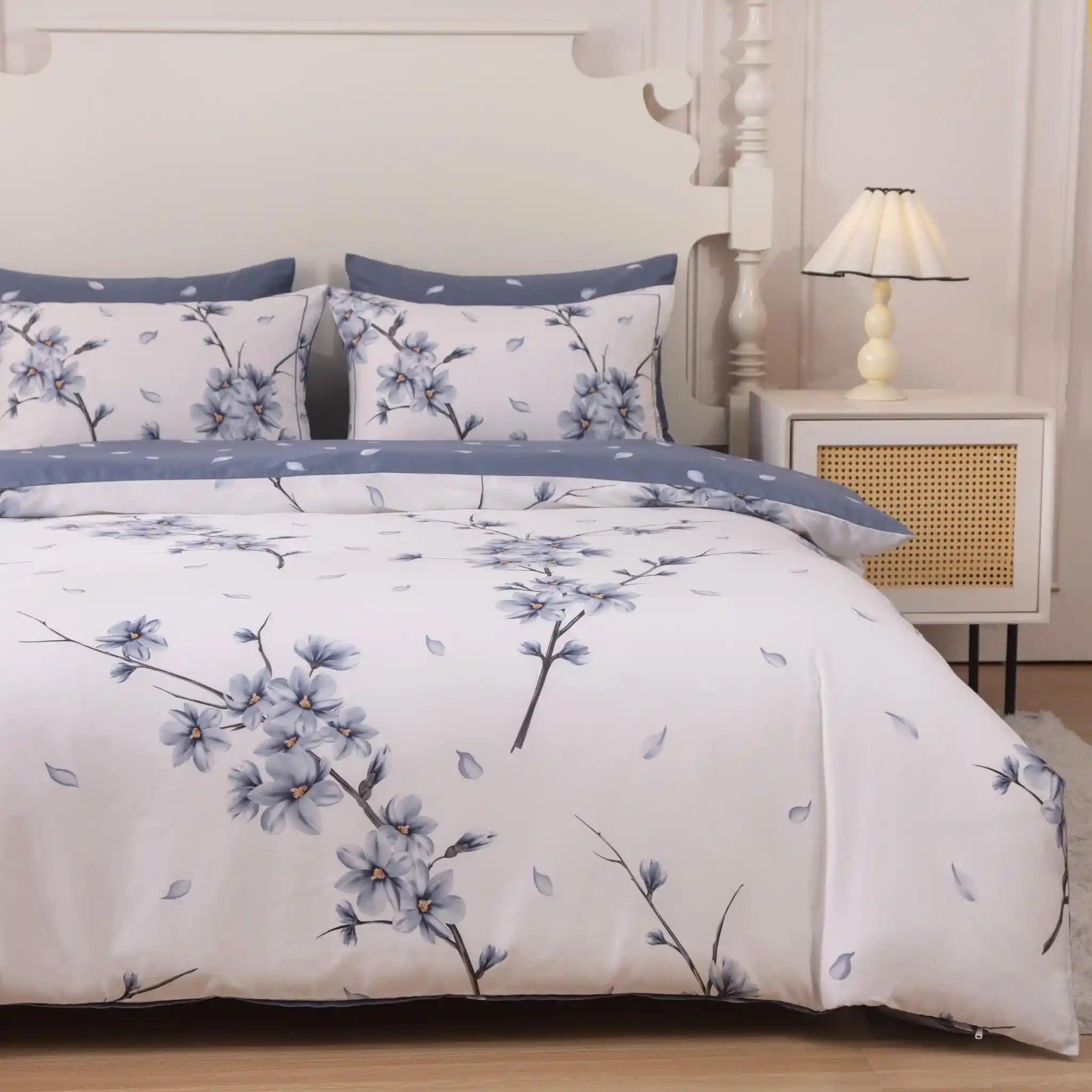 Blanc Blossom Blue Duvet Cover Bedding Set