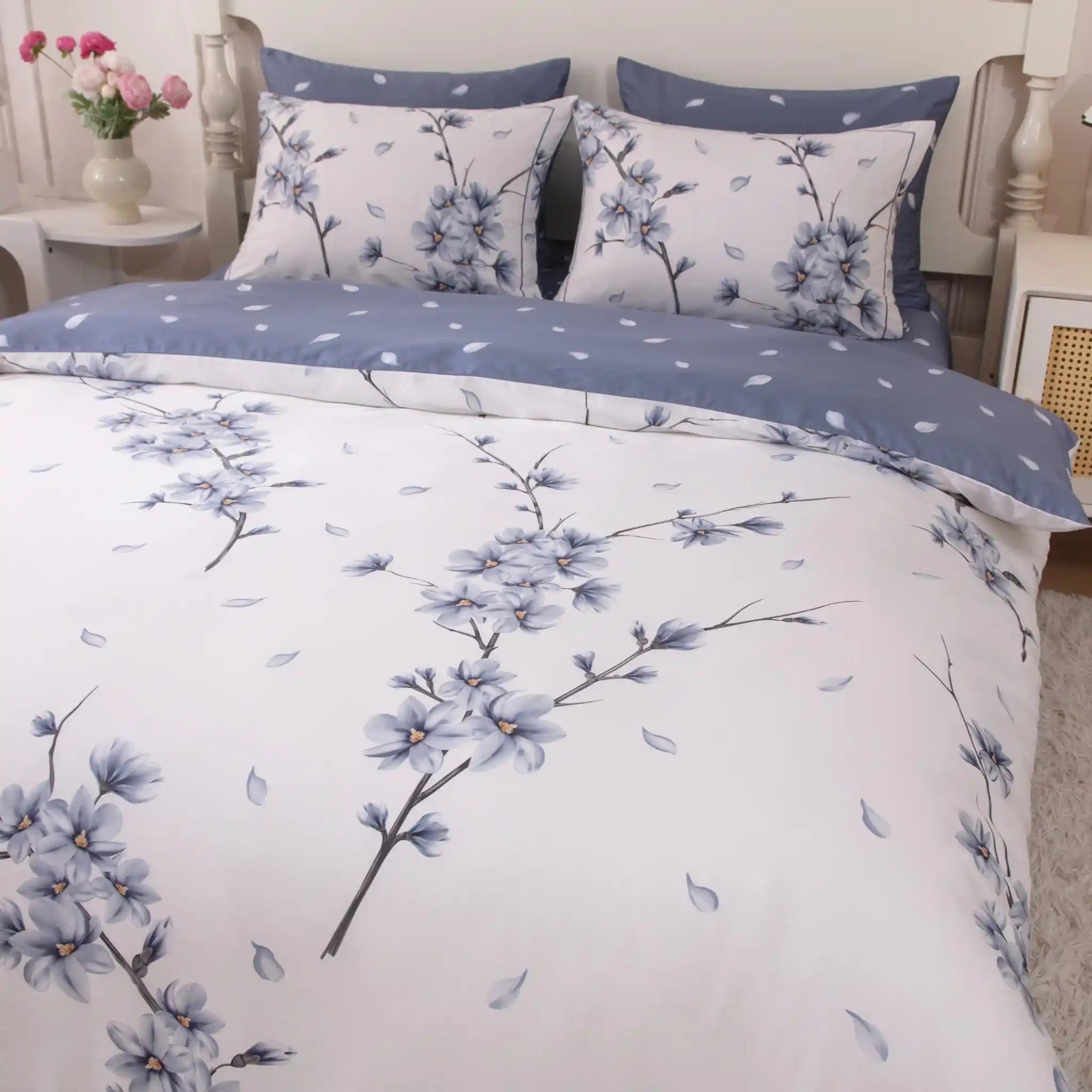 Blanc Blossom Blue Duvet Cover Bedding Set