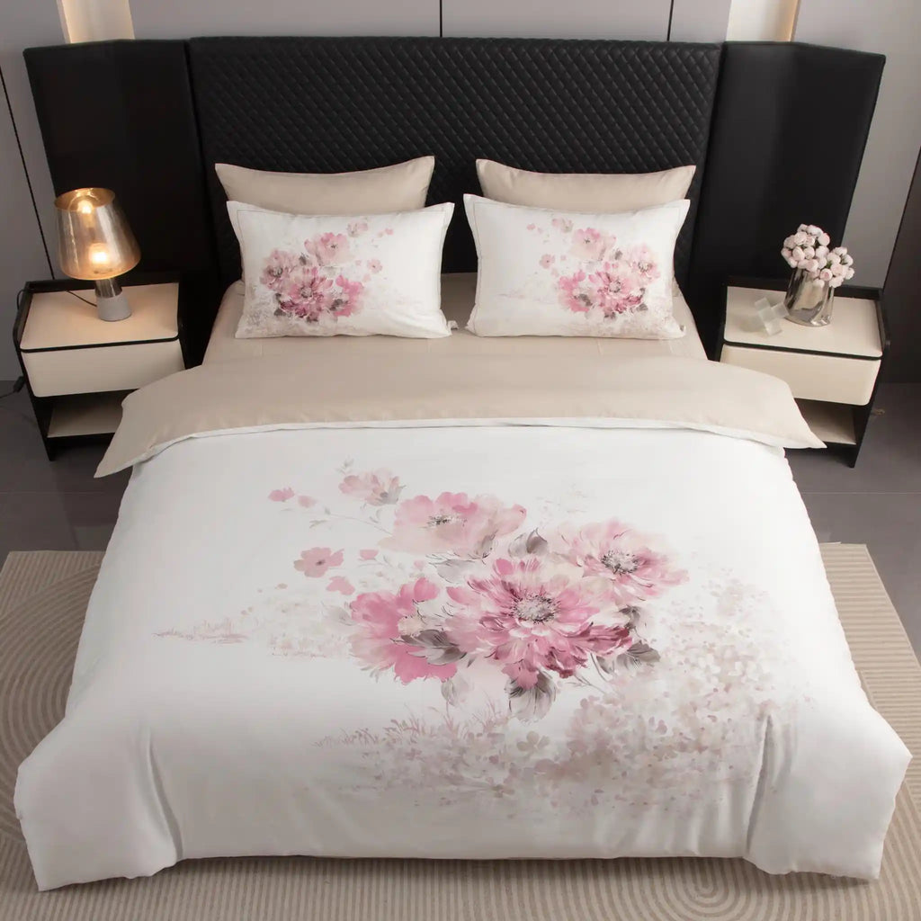 Floral Canvas Rose Duvet Cover Bedding Set