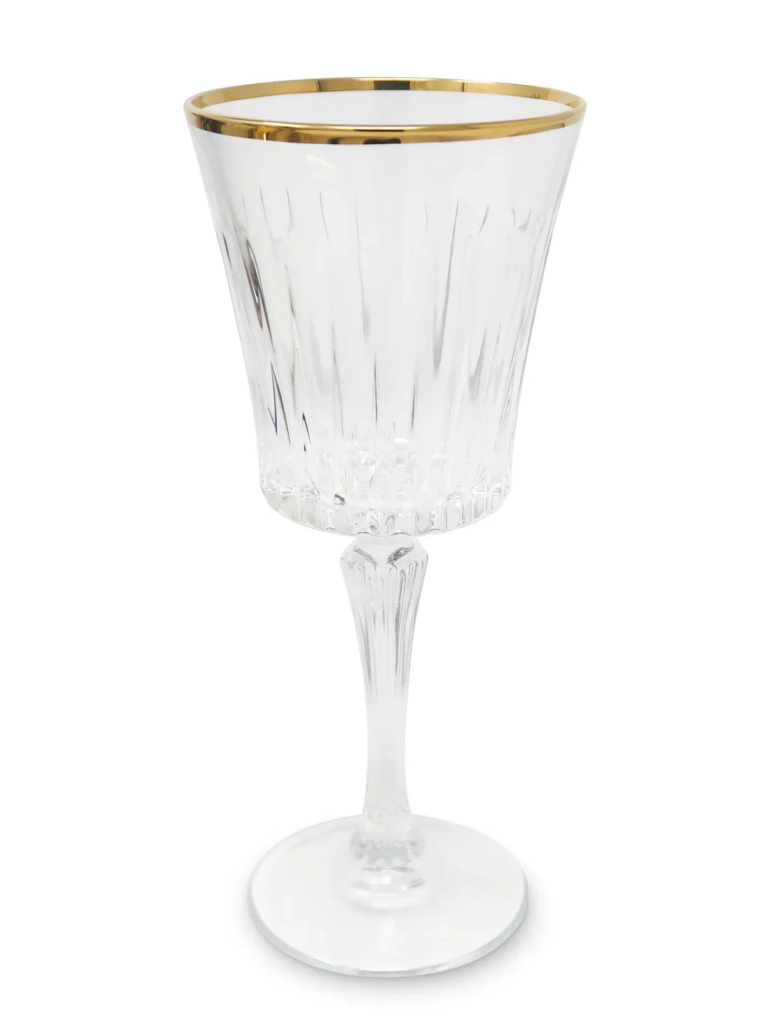 Liscio Ottico - Set of 6 Wine Glasses with Shade on the Bottom and Gold Rim