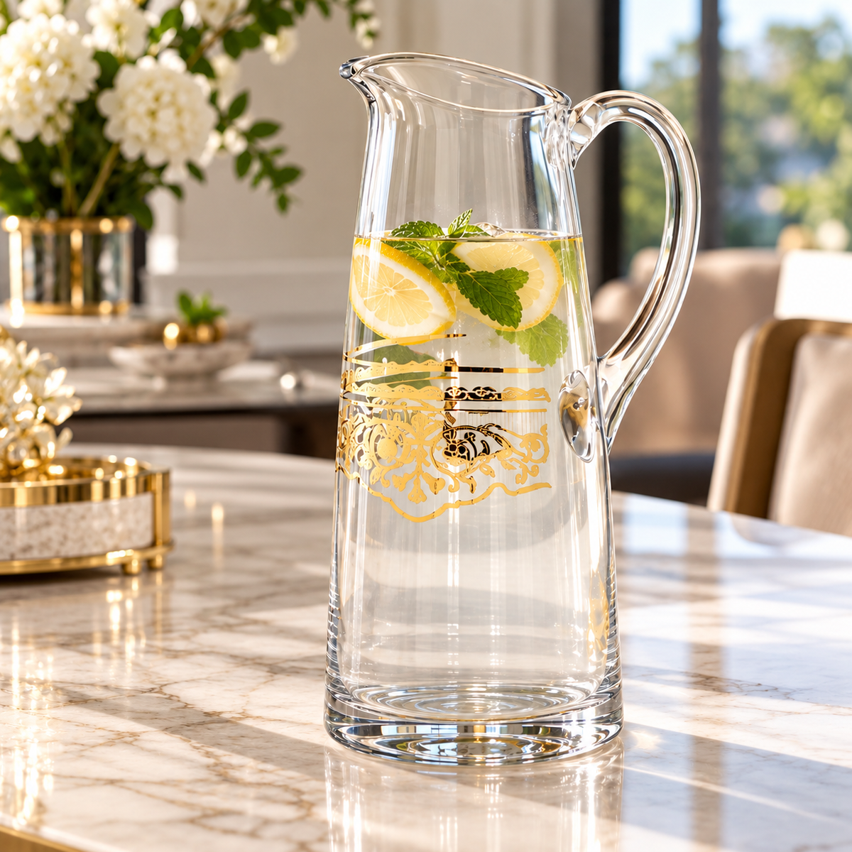 Pitcher with Gold Artwork