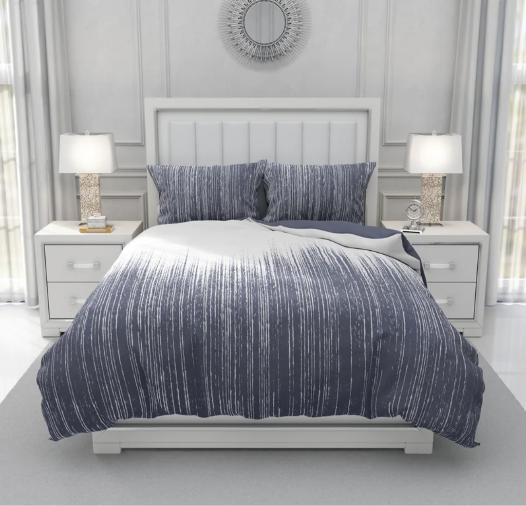 Waldorf Slate Velvet Duvet Cover Bedding Set