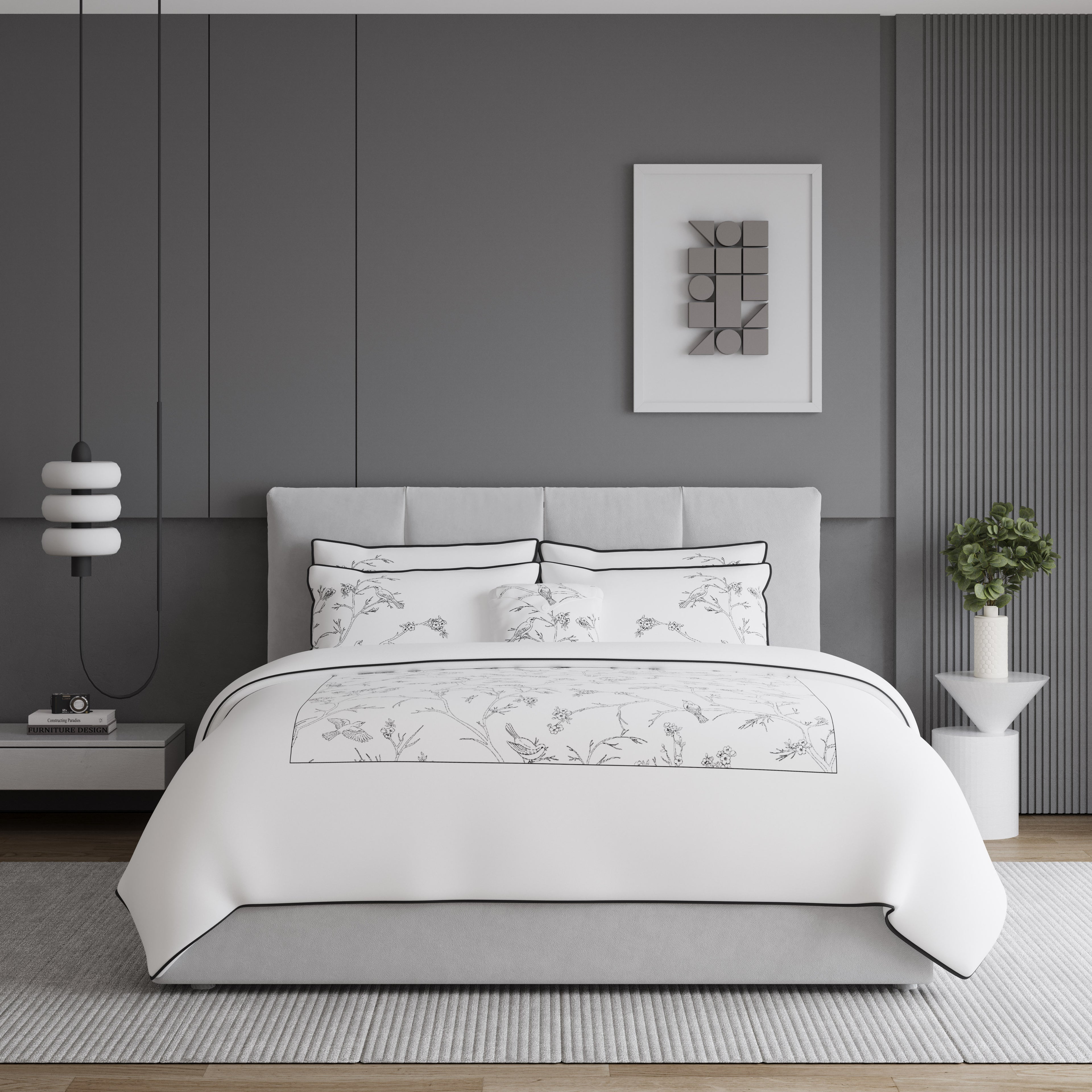 The Woodstock Duvet Cover Bedding Set - Charcoal