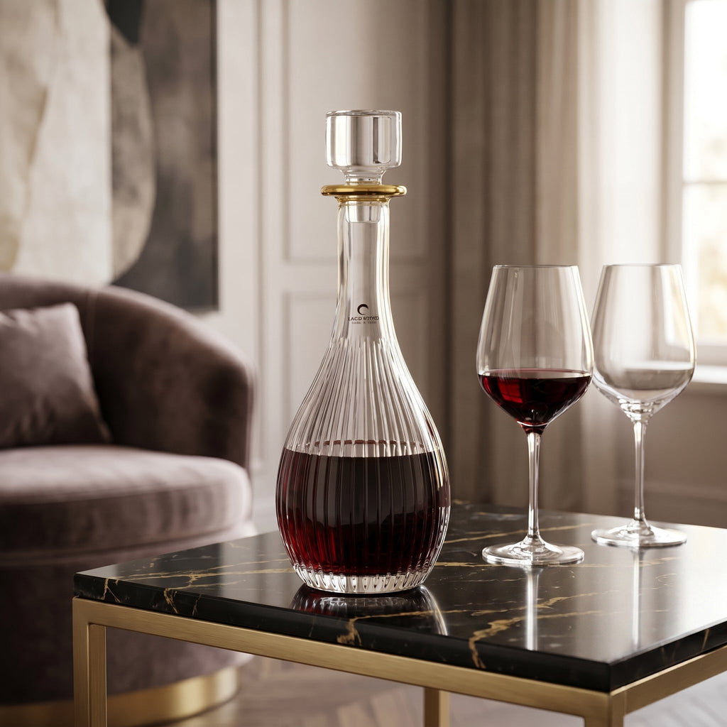 Liscio Ottico - Decanter with Linear Design and Gold Rim