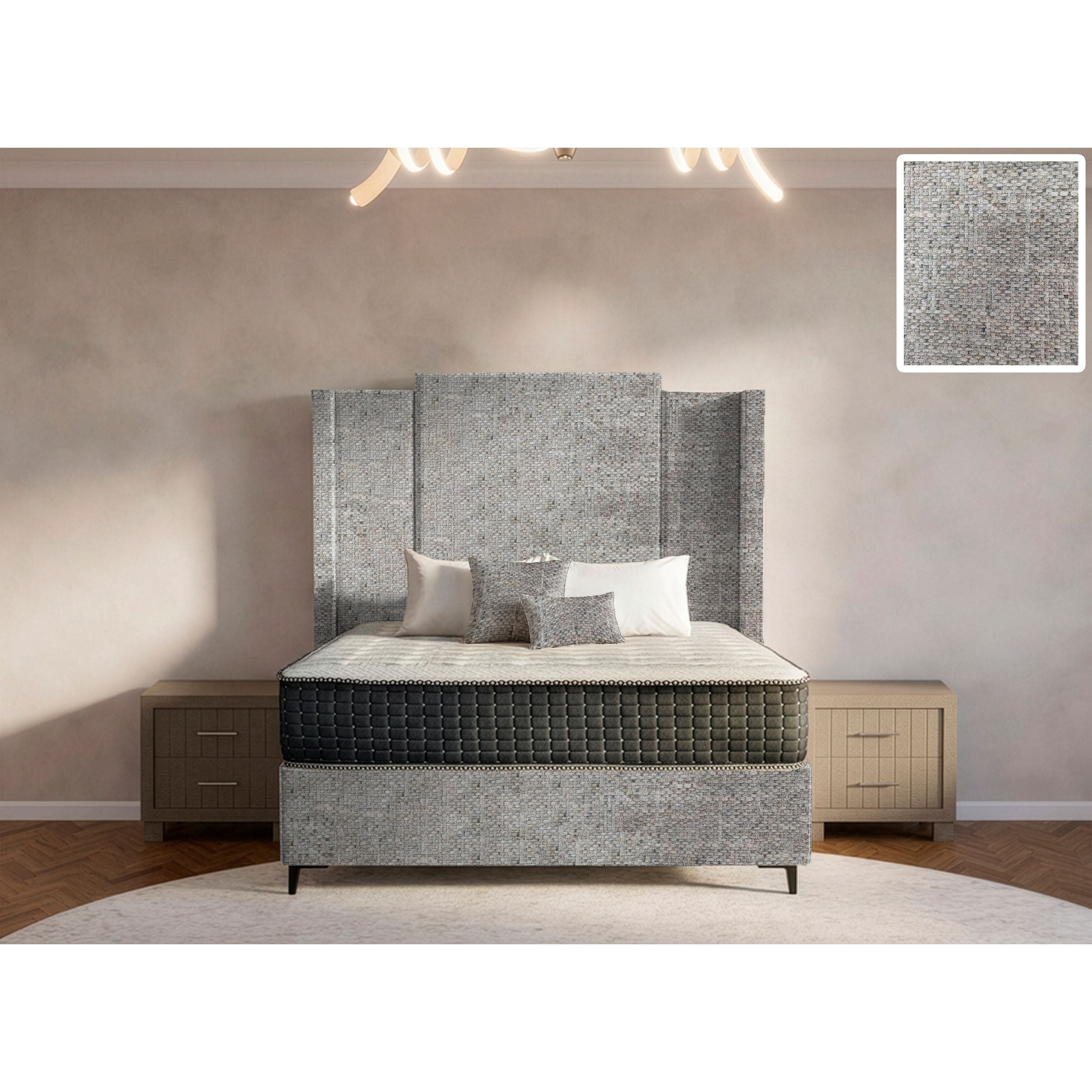 Wave Side Wings Bed and Headboard
