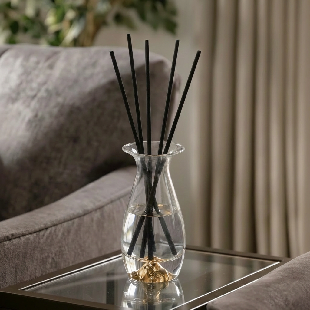 Clear Glass Jar Reed Diffuser - White Flower Scent - Reflection Base