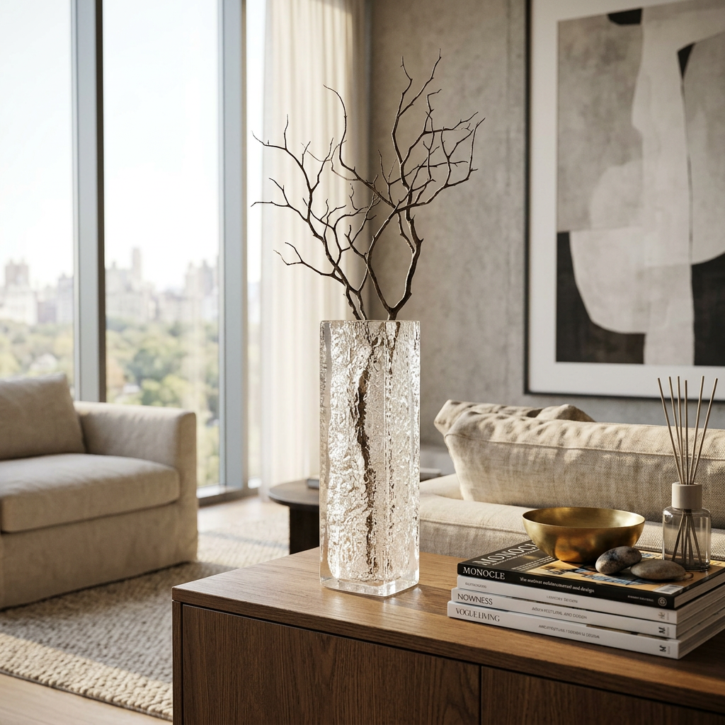 Acrylic Vase with Textured Design