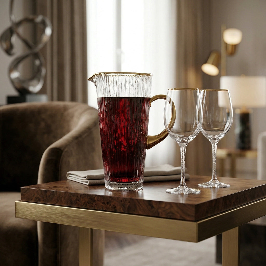 Clear Pitcher with Gold Handle and Rim