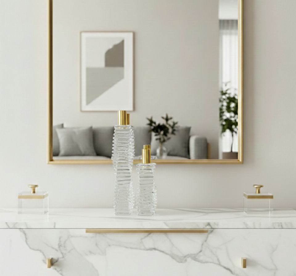 Crystal Candlestick Angular Shape with Linear Design(2 Sizes)