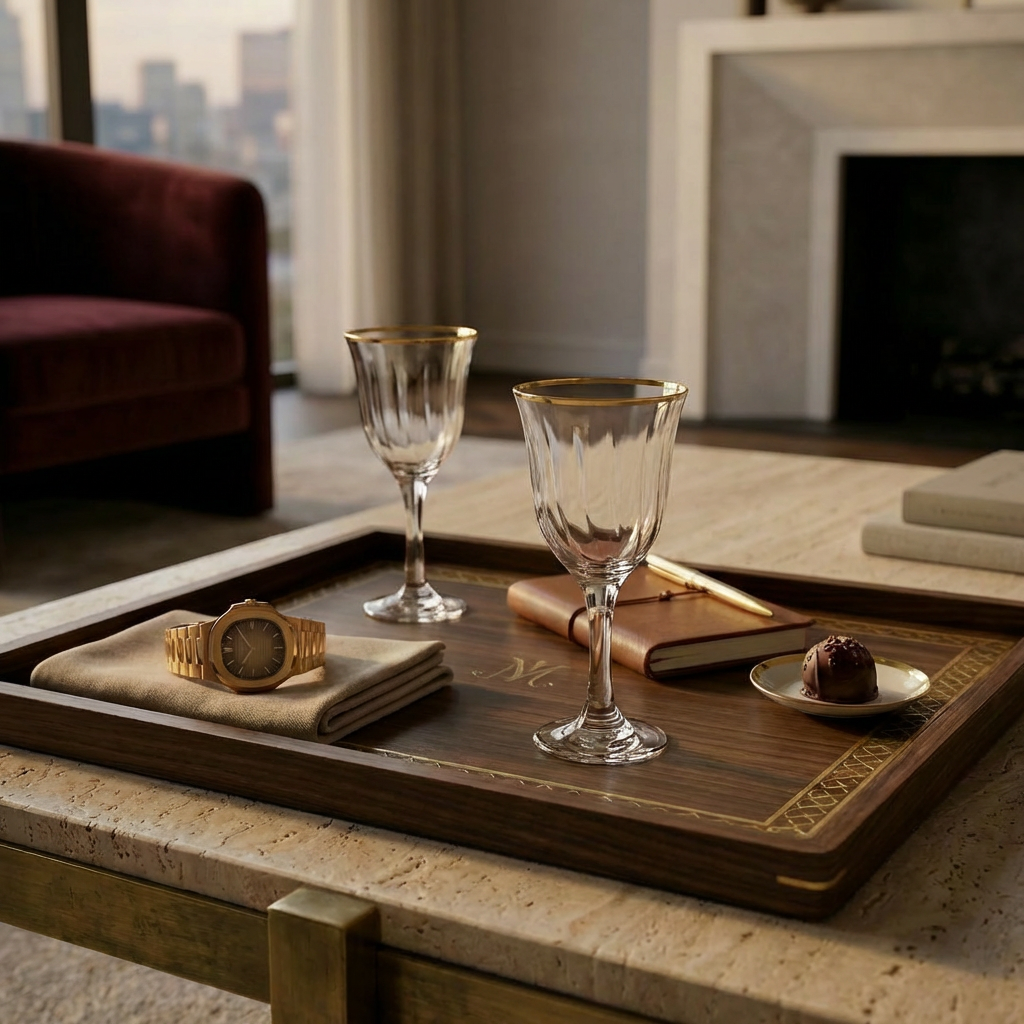 Set of 6 Water Glasses with Simple Gold Design