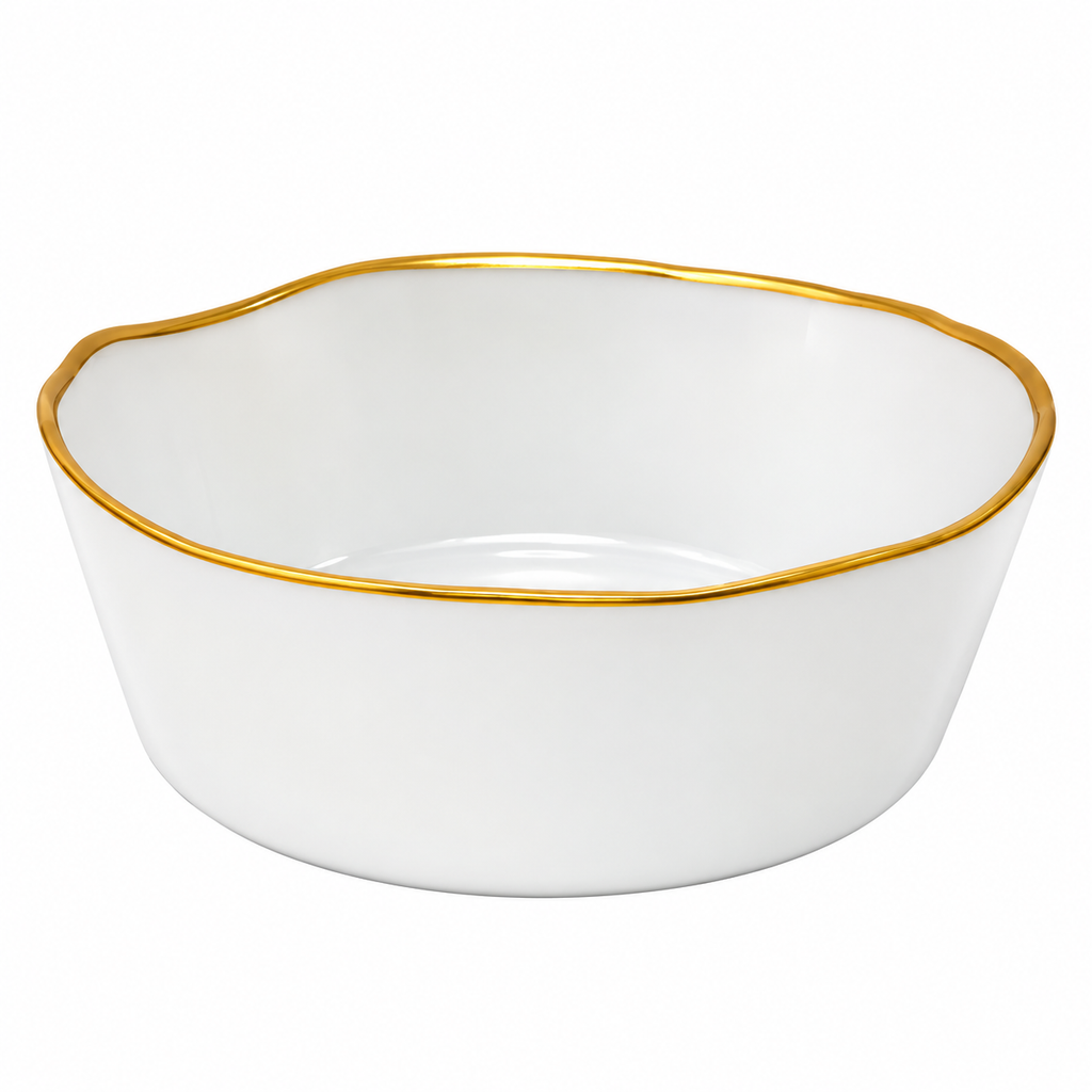 Organic Shaped Salad Bowl with Gold Trim