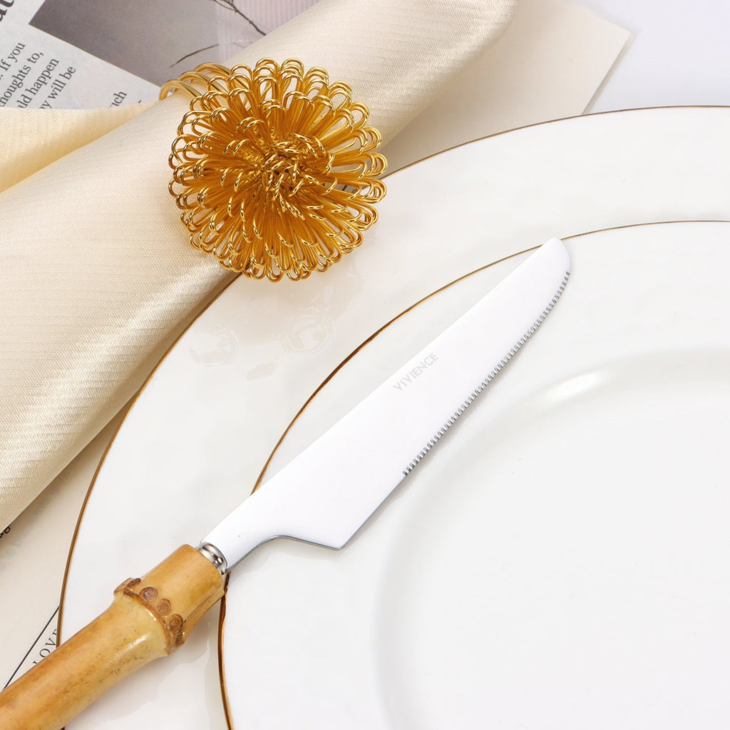 20 pc flatware set - Silver - with Bamboo Handle