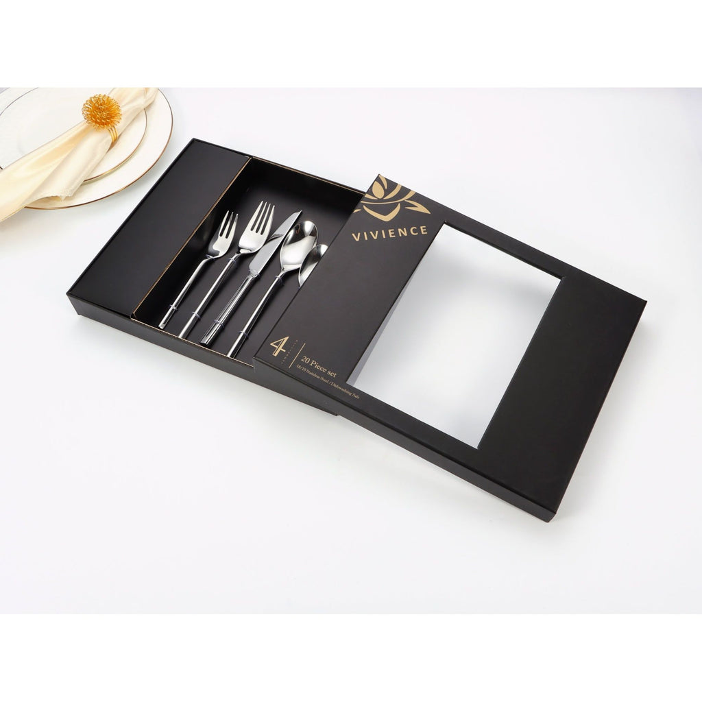 20 pc flatware set - Silver - Modern Tri-Angled Handle