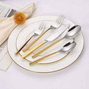 20 pc flatware set - Silver - Modern Tri-Angled Handle