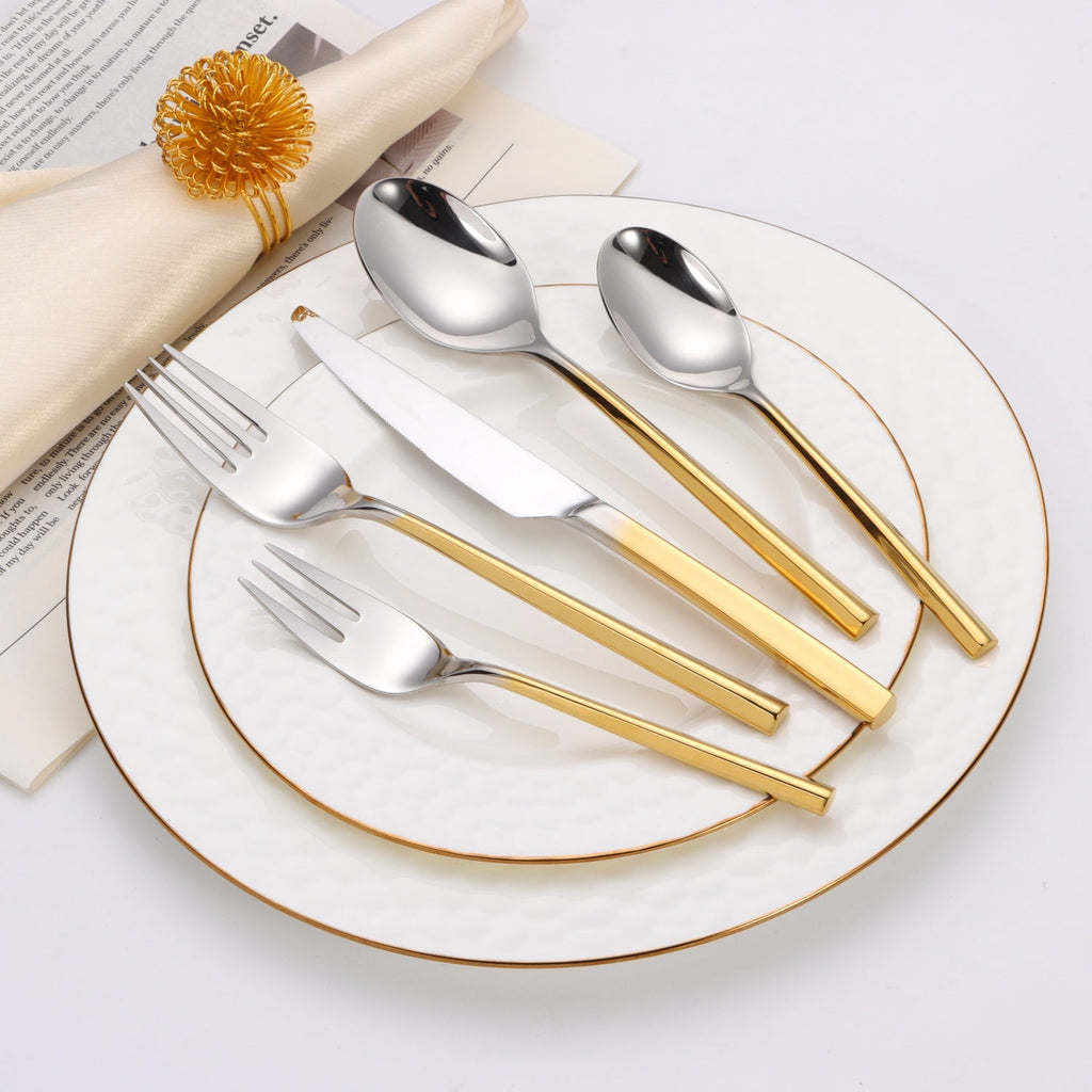 20 pc flatware set - Silver - Modern Tri-Angled Handle