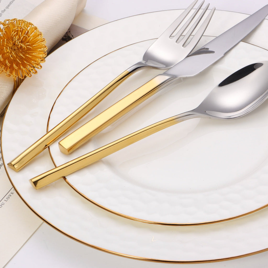 20 pc flatware set - Silver - Modern Tri-Angled Handle