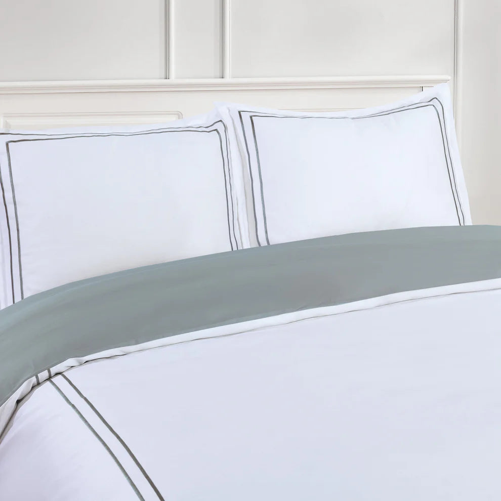 Double Embroidery Grey Duvet Cover Bedding Set