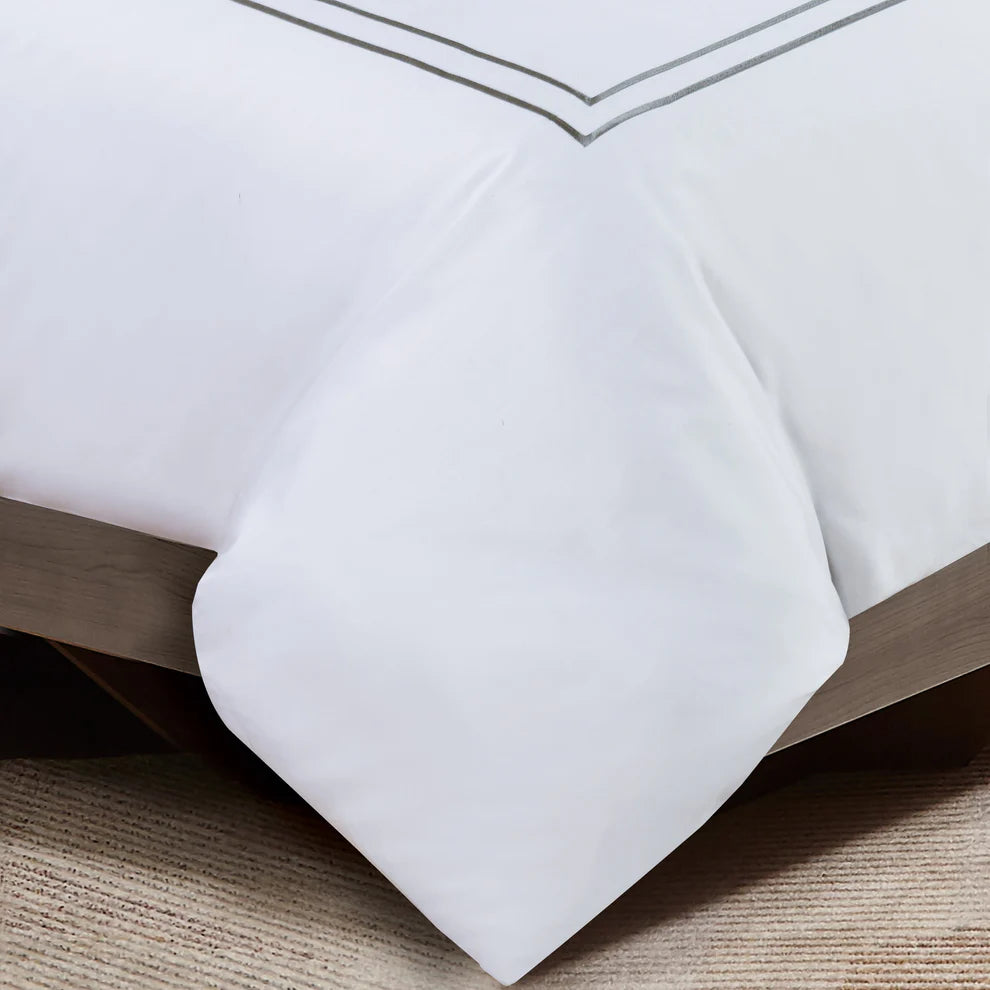 Double Embroidery Grey Duvet Cover Bedding Set